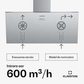 Silver Lining 90, hotă, 90 cm, 568 m³ / h, clasa de eficiență energetică A, oțel inoxidabil