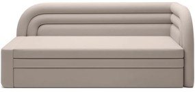 Canapea bej extensibilă/cu spațiu de depozitare cu tapițerie din catifea cu colț pe partea dreaptă 223 cm Fabillo – ELTAP