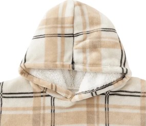 Patura cu maneci si gluga, imitatie de miel PLAID, cremova