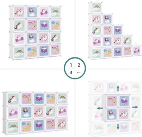 Dulap modular pentru copii ANET cu cutii colorate, depozitare practică