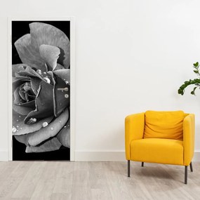 Fototapet pentru ușă - Trandafir alb-negru (95x205cm)