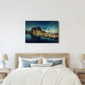 Tablou cu sat de pescari din Norvegia (90x60 cm)