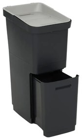 Cos gunoi Recyn, negru, plastic, 20+16 litri, 39 x 29 x H 68 cm