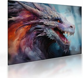 Tablou pe sticlă - Ilustrație a unui dragon (70x50 cm)