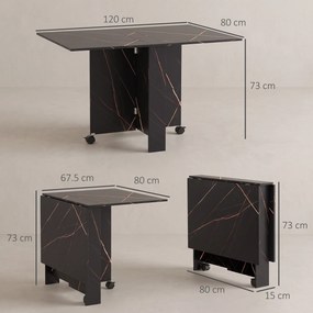 HOMCOM Masă Pliabil Multifuncțional Con Roți E 2 Extensii In Lemn 120x80x73cm | Aosom Romania
