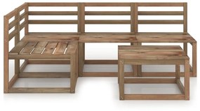 Set mobilier de gradina, 5 piese, maro, lemn de pin tratat