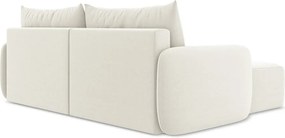 Colțar crem extensibil/cu spațiu de depozitare cu tapițerie din catifea (cu colț pe partea stângă/cu șezlong) Kalena – Makamii