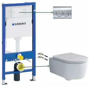 Set vas wc suspendat rimless cu capac soft close, Villeroy  Boch Soul, rezervor incastrat si clapeta Geberit