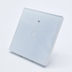 Intrerupator simplu smart, sticla securizata alba, control Tuya, Masterled