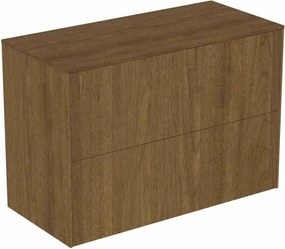 Dulap baza suspendat Ideal Standard Atelier Conca 2 sertare cu blat 80 cm finisaj nuc inchis
