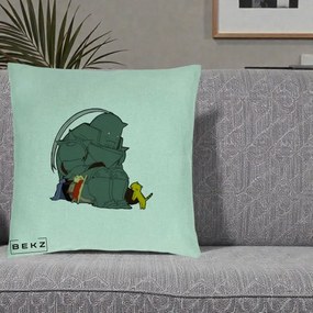 Perna Personalizata Fullmetal Alchemist Alphonse cu Pisici, 40x40 cm, Verde Menta, Husa Detasabila, Perna Inclusa, BEKZ®