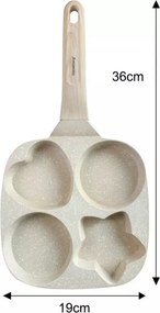 La mâna a doua: Tigaie cu 4 sectiuni Klausberg KB 7809, 19cm, Acoperire din marmura, Diverse forme, Inductie, Bej