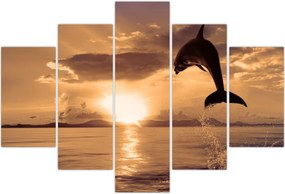 Tablou - Delfin la apus de soare (150x105 cm)