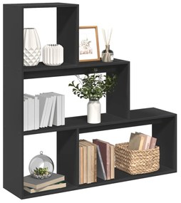 857986 vidaXL Bibliotecă/separator cameră 3 niveluri, negru 123x29x123cm lemn