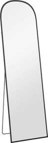 HOMCOM Oglindă de Podea și Perete Modernă din Aliaj de Aluminiu cu Suport Pliabil, 50x170 cm, Neagră | Aosom Romania
