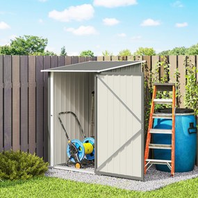 Outsunny Căsuță de Grădină 0.92m² din Oțel Galvanizat, Capann pentru Unelte cu Ușă Blocabilă, Acoperiș Înclinat, 100x104x160 cm, Gri | Aosom Romania