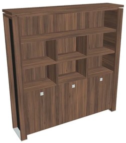Dulap înalt Verno+ S 200 x 46 x 210 cm, cu rafturi, nuc / negru