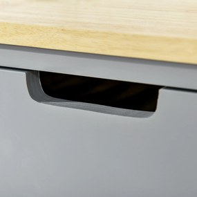 HOMCOM Cărucior de servire pentru bucătărie pe roți cu blat din lemn de hevea - 2 rafturi, 1 sertar și 1 suport pentru prosoape | Aosom Romania