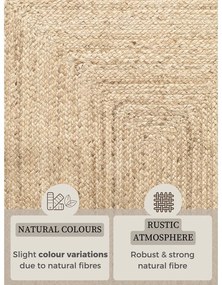 Covor tip traversă culoare naturală deschisă reversibil, țesut manual din iută 80x200 cm Sharmila Natural White – Hanse Home