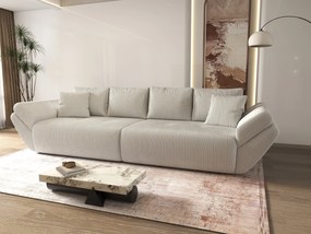 Canapea extensibilă dumonde cu ladă de depozitare si sezut confortabil din spuma high-density, Berlin Zoom Cream 300x100 cm