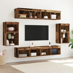 vidaXL Centru de divertisment 8 pcs Lemn vechi 40 x 28.5 x 40 cm