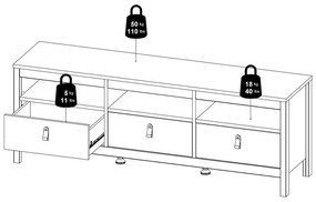 Comodă TV grej 151x54x38 cm Madrid – Tvilum