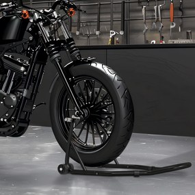 HOMCOM Suport pentru motociclete, baza din față pentru motociclete cu brațe oscilante în formă de U și L, suport universal pentru atelier, negru | Aosom Romania