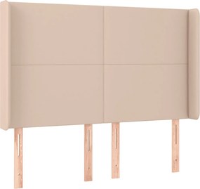 vidaXL Tăblie pat cu aripioare cappuccino 147x16x118/128 cm piele eco