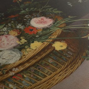 Tablou - Jan Brueghel the Elder, Flowers in a Basket and a Vase, reproducere (120x50 cm)