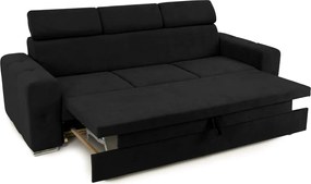 Canapea Extensibilă 3 locuri BELLAGIO, cu tetiere reglabile, 242x95x99 cm, Negru-Enjoy