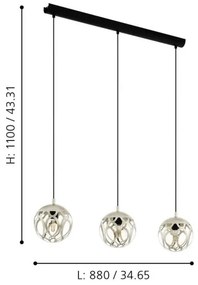 Eglo 99072 - Lustră pe cablu MIRTAZZA 3xE27/60W/230V