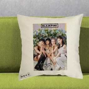 Perna Personalizata K-pop BLACKPINK Foto Grup, 40x40 cm, Ecru, Husa Detasabila, Perna Inclusa, BEKZ®