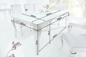 Masa Dining Eleganta, Sticla, Alb, Modern Barock 200cm