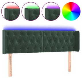 3123623 vidaXL Tăblie de pat cu LED, verde închis, 147x16x78/88 cm, catifea