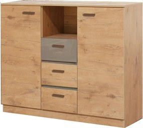 Comoda EFFECT, stejar lancelot/gri, PAL, 130x42x105 cm