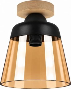 BRILAGI-LED Plafonieră R GLASS 1xE27/60W/230V Ø 15,5cm stejar/bej fumuriu