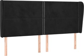 vidaXL Tăblie de pat cu aripioare, negru, 203x23x118/128 cm, catifea