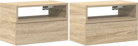 vidaXL Noptiere de perete, 2 buc., stejar sonoma, 45x26x28,5 cm