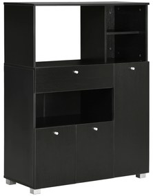 HOMCOM Bufet de Bucătărie pentru Cuptor cu Microunde, Mobilier cu Dulapuri, Rafturi și Sertar, 90x40x120 cm, Negru | Aosom Romania