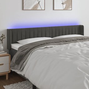 vidaXL Tăblie de pat cu LED, gri închis, 163x16x78/88 cm, catifea