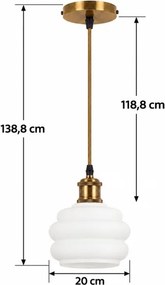 BRILAGI - Lustra LED pe cablu RETRO GLASS 1xE27/60W/230V Ø 20 cm auriu/alb