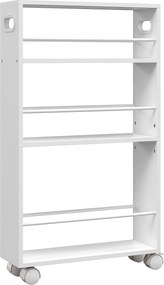 HOMCOM Cărucior de Bucătărie cu 3 Nivele, Bare Laterale, 4 Roți și 2 Frâne, 45x15x80 cm, Alb | Aosom Romania