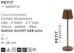 Veioza/Lampa de masa LED portabila exterior IP54 PETIT maro