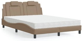 vidaXL Pat cu saltea, cappuccino, 140x200cm piele ecologică