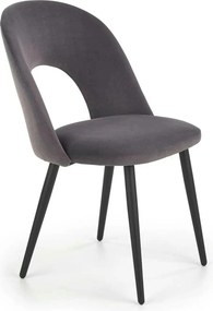 Scaun tapitat K384, gri/negru, stofa catifelata/metal, 54x57x84 cm
