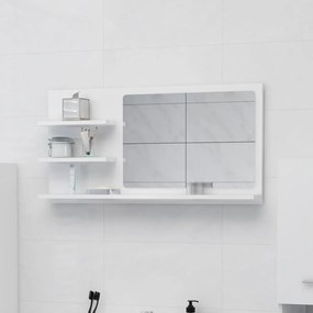 Oglinda de baie, alb extralucios , 90 x 10,5 x 45 cm, PAL Alb foarte lucios