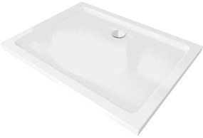 Mexen Flat cadă pentru duș dreptunghiulară slim 140 x 80 cm, Albă, sifon Crom - 40108014