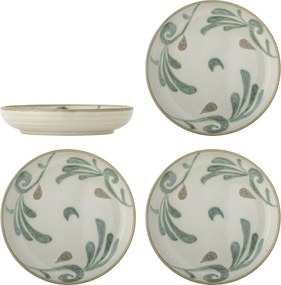 Set 4 farfurii din ceramică natur, pictate manual cu motive botanice, „Bethany", 20,5 x 4 cm