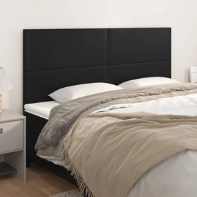 3116154 vidaXL Tăblii de pat, 4 buc, negru, 90x5x78/88 cm, piele ecologică