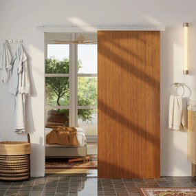 HOMCOM Ușă Culisantă 90x210 cm, Kit Montaj pentru Dulapuri, Șină, Efect Lemn Maro | Aosom Romania